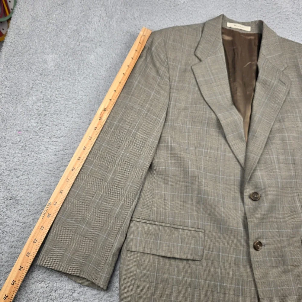 Chaps Ralph Lauren Vintage Mens 41R Wool Blazer‎ Brown Glen Plaid Sport Coat